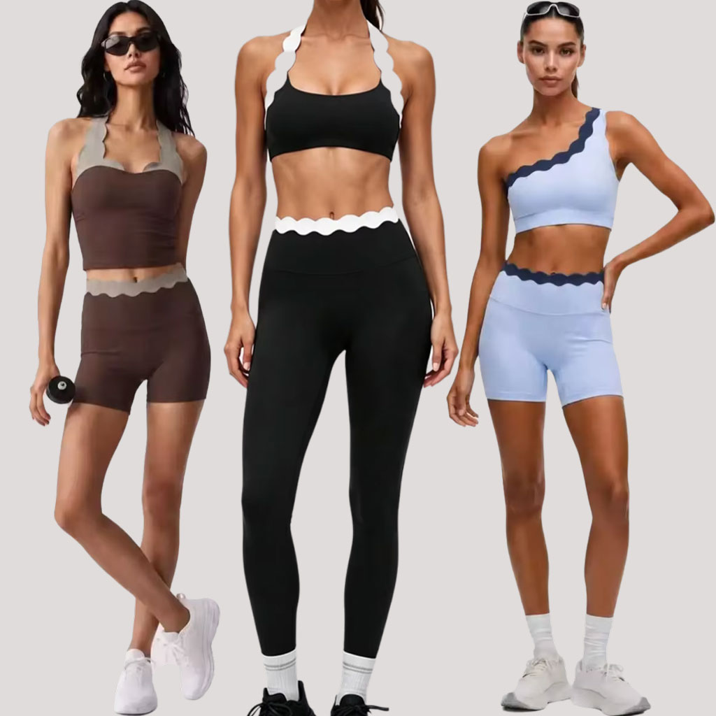 Women 2‑Piece Yoga Outfit Two‑ - Lace Bralette Set 评论和价格