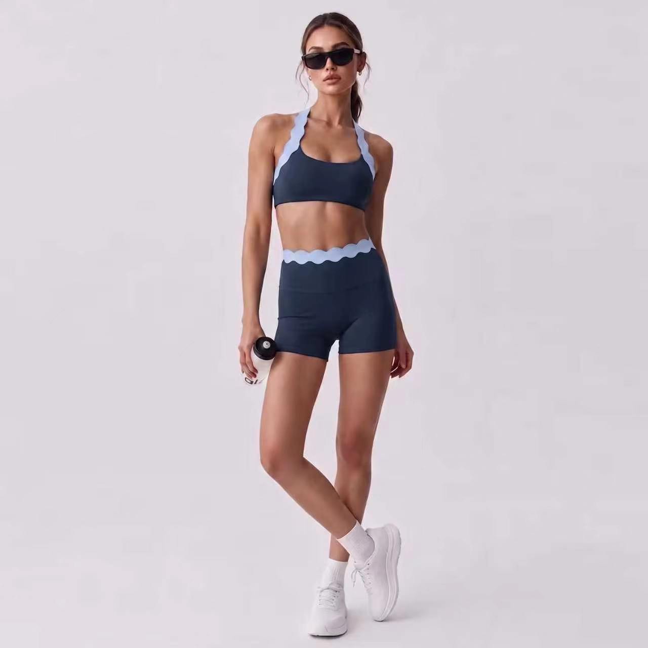 Women 2‑Piece Yoga Outfit Two‑ - Lace Bralette Set 评论和价格